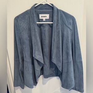 BB Dakota Faux Suede Hazy Blue Waterall blazer office party jacket boho street M